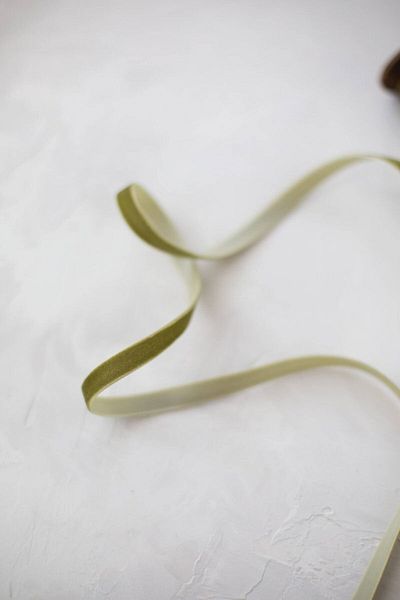 E Elmas Khaki Velvet Ribbon 1cm 5m