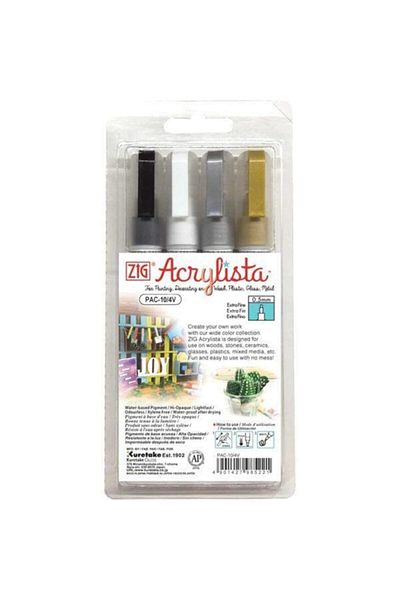 Zig Acrylist Marker Acrylic Painting Pen 0.5 Mm Fine Tip 4 Color Set