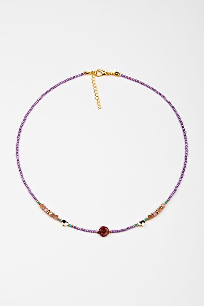 Lila Rosa قلادة عرقية أصلية مع شكل زهرة