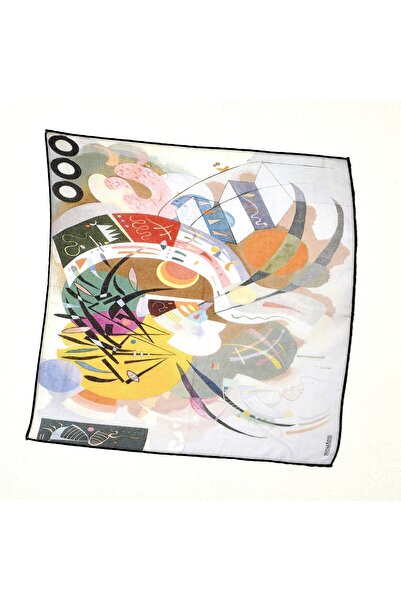 Lila Rosa Vasili Kandinski Desenli Bandana Fular