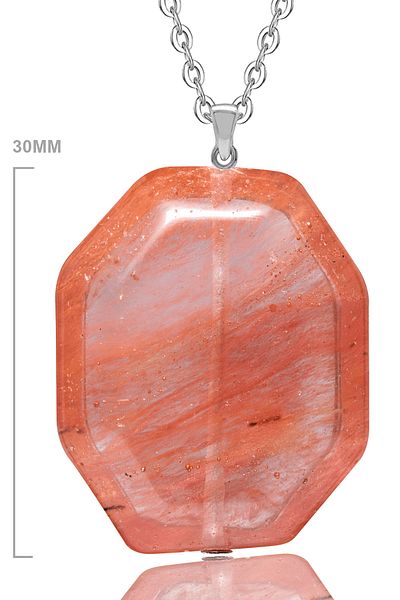 Tesbih Atölyesi Pink Rose Quartz Stone - Certified and Veined Necklace