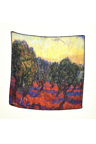 Lila Rosa Van Gogh Patterned Bandana Scarf