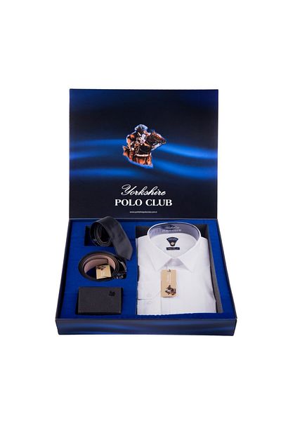 Yorkshire Polo Club Men's 4-Piece Shirt and Tie Set - Wallet Belt