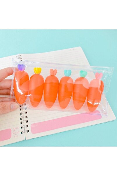 Techno phone مجموعة أقلام تمييز بتصميم جزرة لطيفة باللون البرتقالي والأرجواني...
