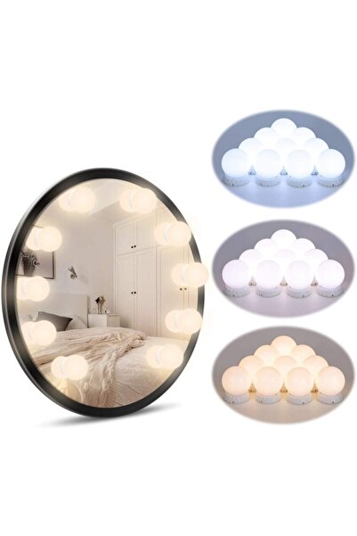 Techno phone Hollywood Vanity Usb Led Makyaj Aynası Işıkları 3 Renkli 10 Led ...