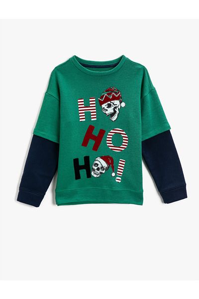 Koton New Year's Themed Printed Sweatshirt Skull Cotton