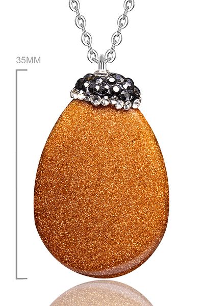 Tesbih Atölyesi Natural Brown Jasper with Zircon - Star Stone Necklace