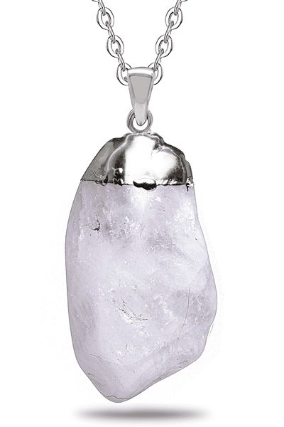 Tesbih Atölyesi Certified Raw Unprocessed Natural White Quartz Stone Necklace