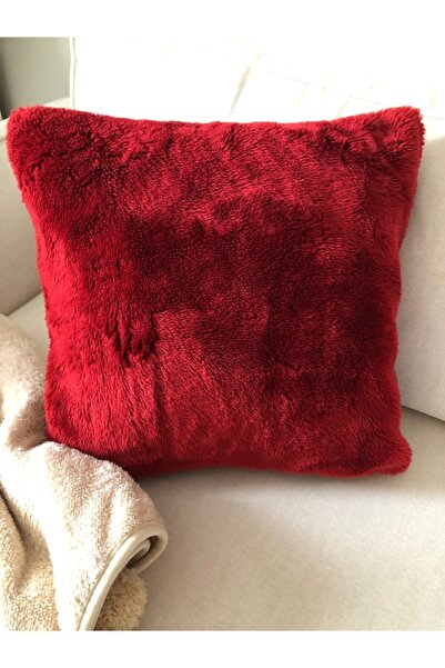 sevaradekor Plush Throw Pillow Cover Red