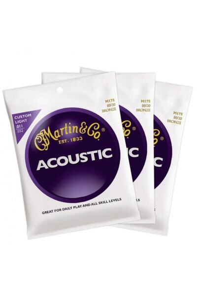 & Co M175pk3 - 80/20 Bronze (custom Light) 11-52 Akustik Gitar Teli - 3 Set