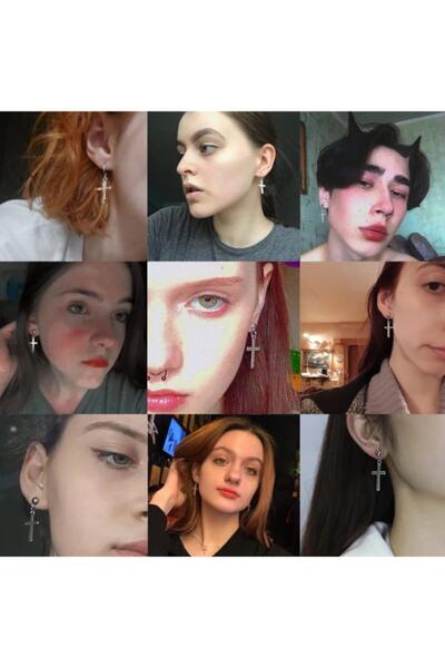 TakıConcept Gothic Punk Haç Erkek Kadın Küpe 2 Adet