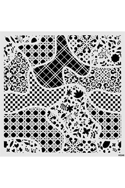 STENCİLTASARIM Stencil Tasarım Hd240 Puzzle Desen Boyama Şablonu - Dekoratif Duvar Ve Eşya Boyama Şablonları