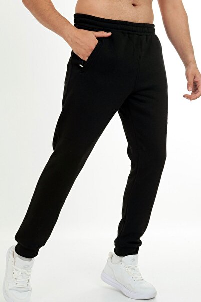 Marco Ferry Black Men's Three Thread Raised Cuffed Leg Winter Sweatpants Edy201305s