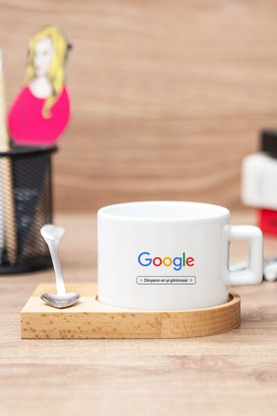 Procity Google Tasarım Dünyanın En Iyi Eniştesi Ahşap Altlıklı Fincan