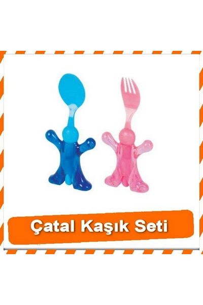 Yetkin Home Children's Fork and Spoon Set with Baby Figures Fun Fork and Spoon Set