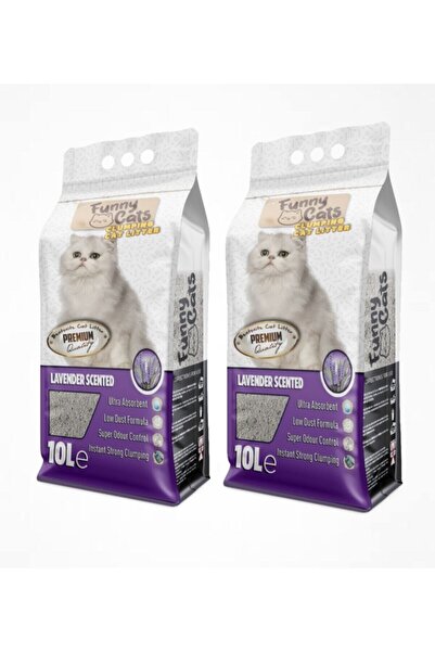 funny evcil hayvan ürünleri Funnycats Lavanta Kokulu Kedi Kumu 10 lt 2'li