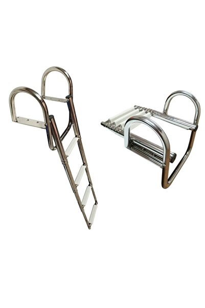 Sealux Teleskopik Merdiven, Tekne Merdiveni, 4 Basamak, Tutamaklı, Paslanmaz