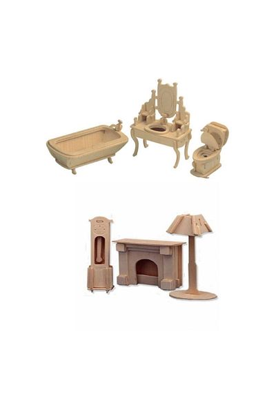 Çağrı 3d Wooden Bathroom and Fireplace Model Puzzle 66 Pieces