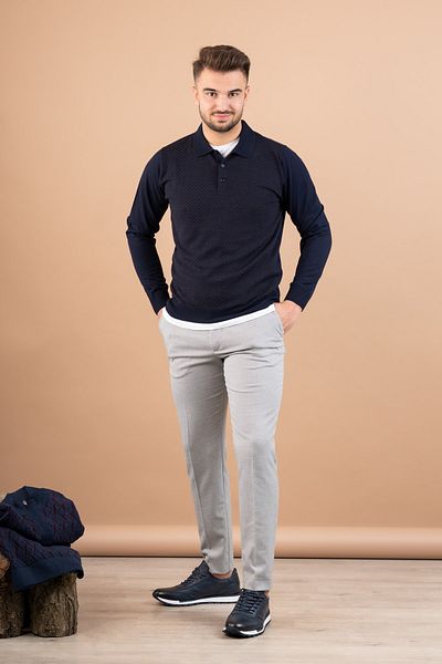 Sarar Ccs Polo Collar Patterned Buttoned Knitwear Sweater