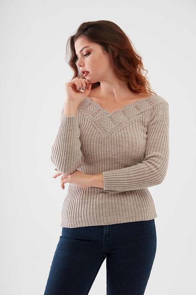 citycenterfashion Women's Large Size Stone Sweater Collar Guipure