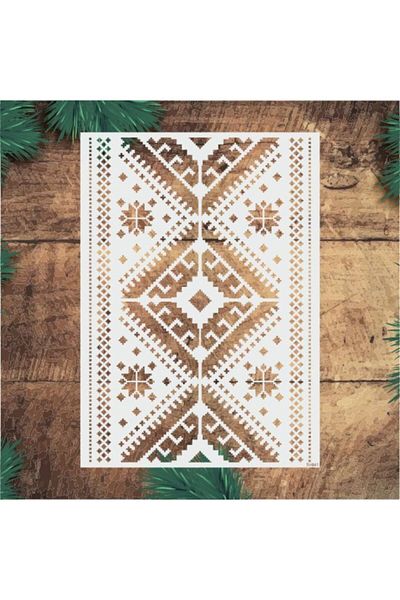 STENCİLTASARIM Stencil Design Br041 Embroidery Border - Decorative Wall, Item, Tile, Fabric Painting Templates