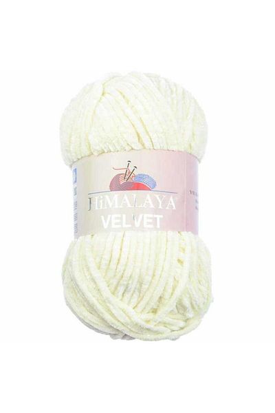Himalaya Βελούδινη Κασκόλ Χειροποίητο Νήμα 90008 Κρέμα