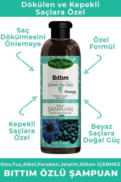 Phytoflora Bıttım Extract Herbal Shampoo Special for Hair Loss and Dandruff 400 ml