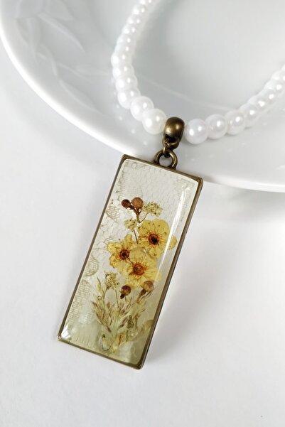 Halley Concept Special Design Handmade Real Floral Epoxy Necklace Natural For Brides