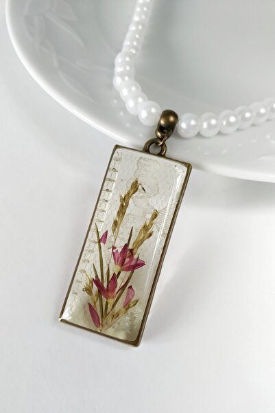 Halley Concept Special Design Handmade Real Floral Epoxy Necklace Natural For Brides