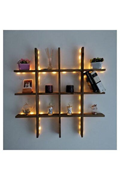 Doğal Life Ahşap Dekoratif Çoklu Duvar Rafı Kitaplık