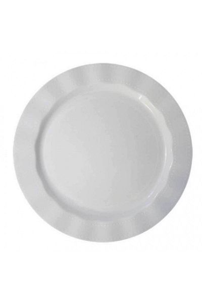İpek Böceği Party White Color Luxury Plastic Mica Round Plate 26 cm 6 Pieces