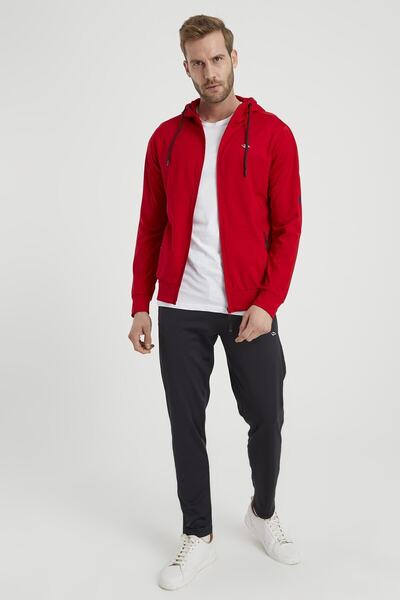 DYNAMO Men's Red Hooded Diver Fabric Tracksuit Set