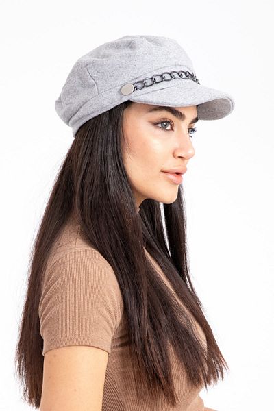 LadyColor Women's and Men's Chain Cuff Captain Winter Hat Gray