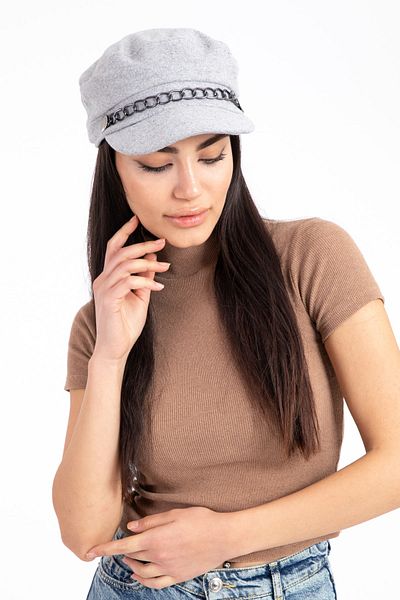 LadyColor Women's and Men's Chain Cuff Captain Winter Hat Gray