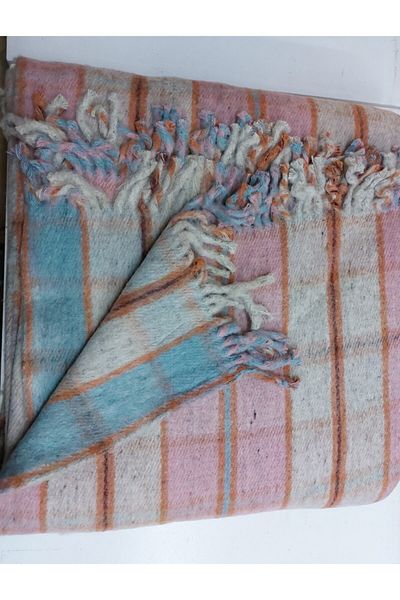 BATIYÜN Skoç Oversize Wool Blanket - Pink - Pattern No: 2