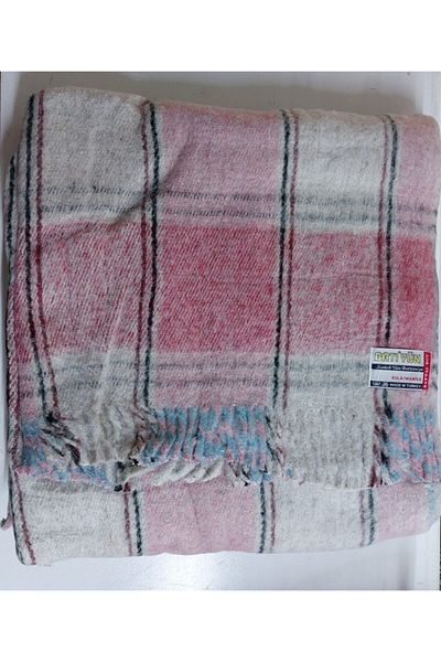 BATIYÜN Skoç Oversize Wool Blanket - Pink Color - Pattern No: 10