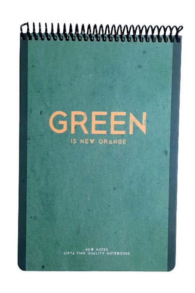 Gıpta New Notes Green Is New Orange Spiral Hard Cover 100 Sheets 17x24 Lined Memo Pad