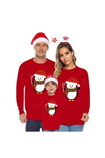 HediyeMania Πρωτοχρονιάτικο οικογενειακό σετ μπλουζών από βαμβακερό λεπτό πολ...