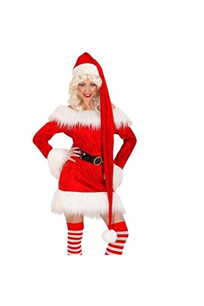 Genel Markalar Kırmızı Kadife Noel Baba Şapkası 150 Cm, Eğlenceli ve Şık Part...