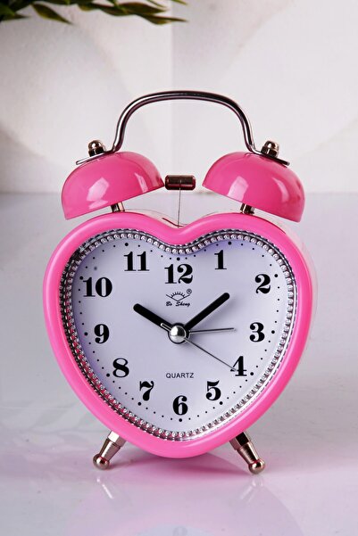 Hediye Rüzgarı Kalp Şeklinde Nostaljik Çift Çanlı Metal Işıklı Alarmlı Çalar ...