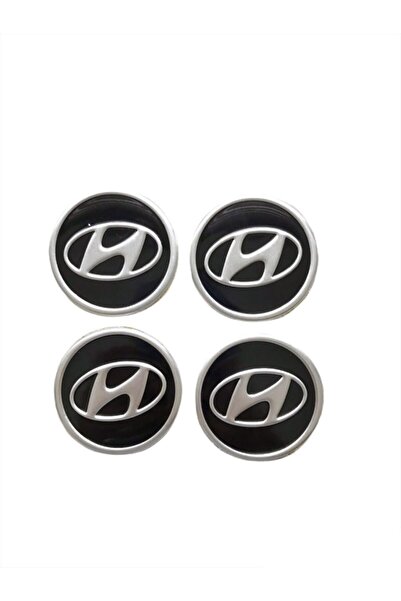 CMS OTO AKSESUAR Hyundaı Siyah Jant Göbeği Jant Göbek Arması Sticker 4'lü Set 60mm