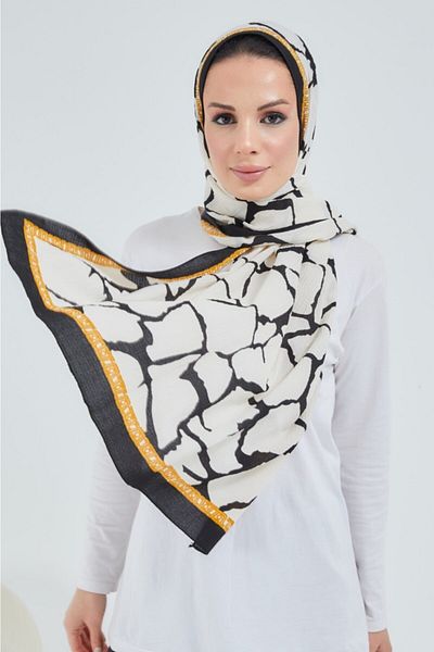 çiğdem eşarp Ları Printed Patterned Mio Jazz Shawl Glass Broken Pattern