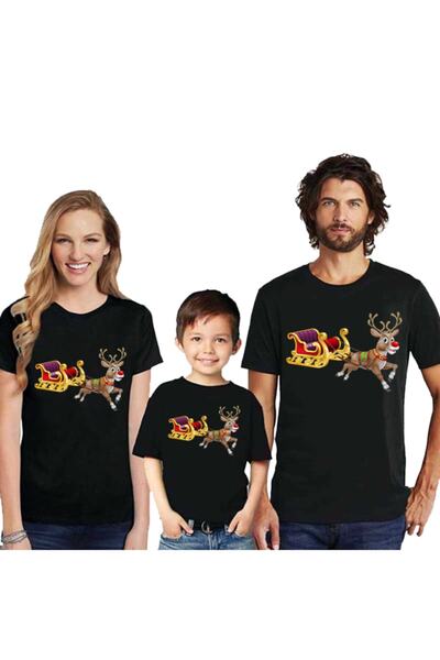 HediyeMania Set de tricouri negre de Crăciun pentru familie, tricou piese, pe...