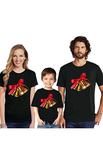 HediyeMania Set de tricouri negre pentru familie de Anul Nou, tricou piese, p...