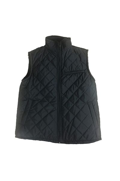ae fashion Мъжки удобен черен ватиран пухен елек с джоб и полар отвътре