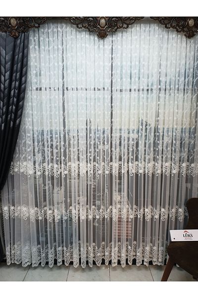 lüks House Luxury Tulle Curtain Embroidered Greek Skirt D:9Normal Pile 1 E2.5