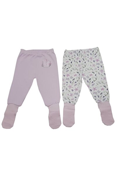 feyzamavm Unisex Naturel Kız Bebek Çocuk Pembe Kendinden Çoraplı Tek Alt