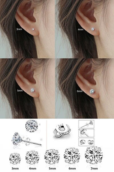 BERCHINE 925 Ayar Tek Taş Gümüş Küpe