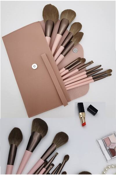 HANNAH Set de pensule cu geantă elegantă roz pastel, pachet de nuntă de logodnă
