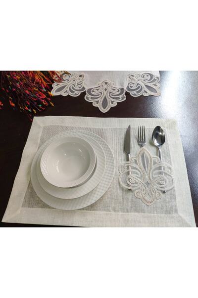 Viemso 8 Pieces Viento Model Glittered Linen Placemat and Runner Set